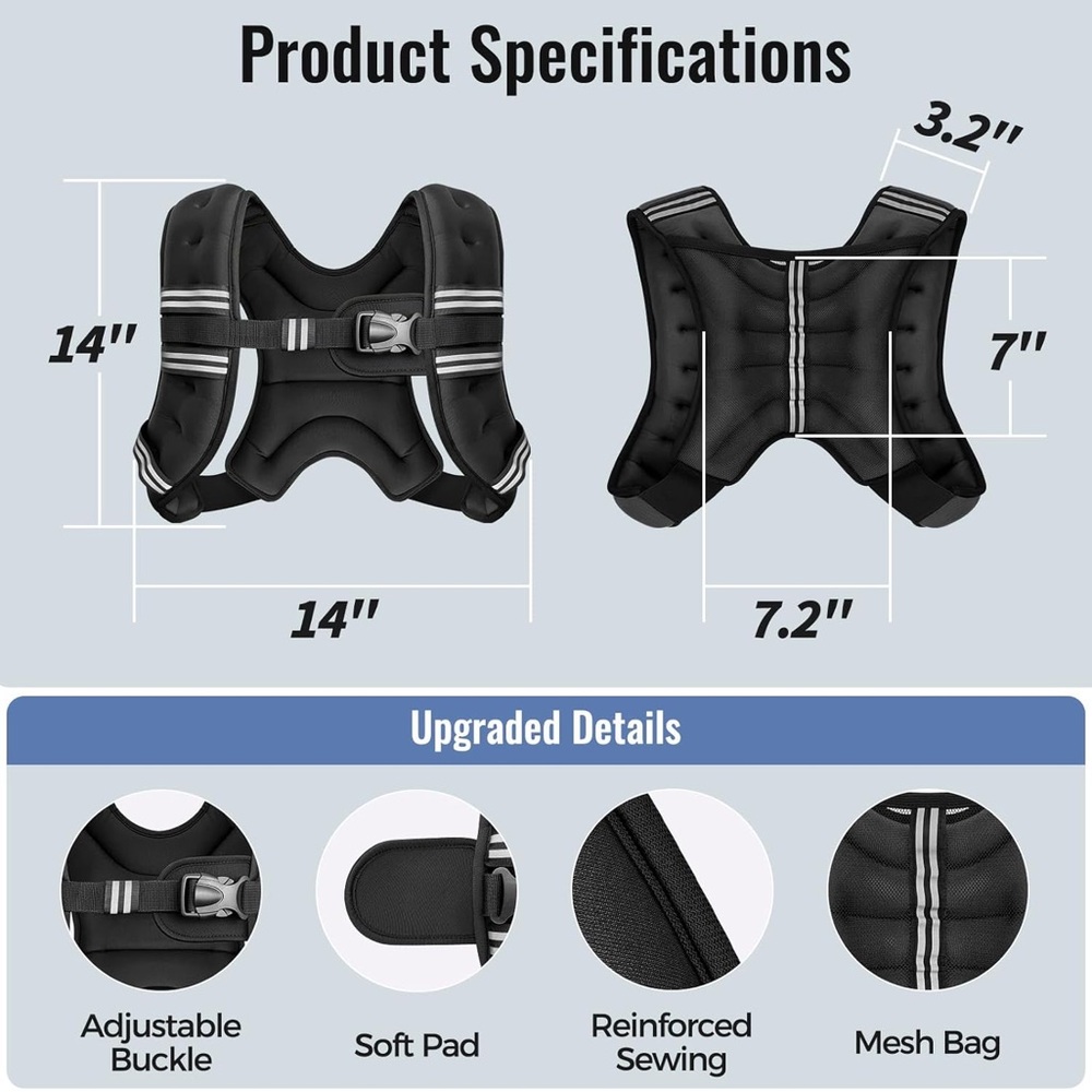 (NEW) Weighted Vest Universal Fit / adjustable for men and women / Weight Vest